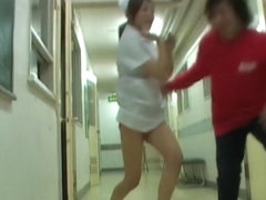 Slim legged girl in the Japanese sharking action