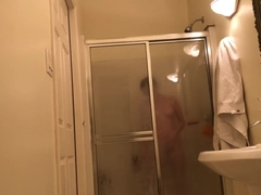 Young teen REAL bathroom shower spy - GLASS Shower door!