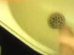 Jerking my hairy ding-weenie and cumming in sink in teach water closet