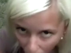 Sensual cute blonde girl sucking dick