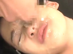 Young Asian cutie in a maid costume gets cum all over her lovely face