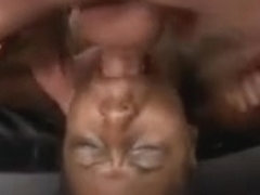 Black Ghetto Slut Gets White Cock Rifled Down Her Throat