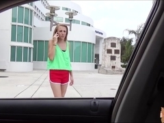 Hot blonde teen gets picked up and boned at the strangers car