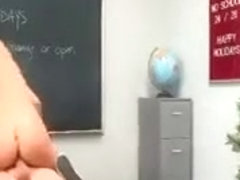 College hot teacher nailing teen horny pussy on his desk
