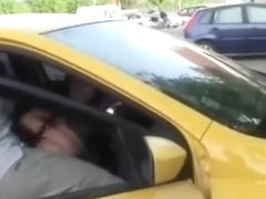 brunette fucked in a car