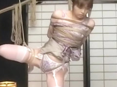 Sexy Japanese babe bounded like mad here