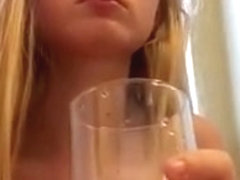 Blondie drinking her own piss again