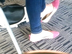 Candid Asian Teen Shoeplay Feet Dangling Pink Flats Part 1