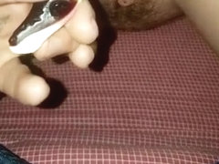 Huge gummy worm in my hairy pussy