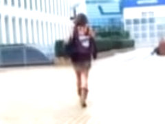 Public sharking of a Japanese gal in a short skirt