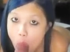 Chinese girlfriend blue hair glasses lick dick hotel