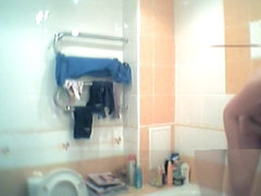 Brunette Czech doll spied in shower by her own roommate