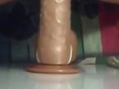 playing alone with a big dildo