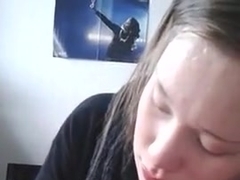 College girl makes him cum in her mouth while sucking