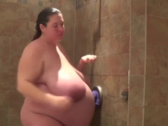40 Weeks Pregnant Shower - Huge Belly