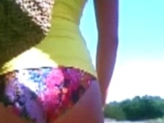 Blonde bitch at beach bikini ass horny upskirt spy voyeur