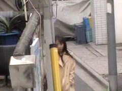 Vixenish skinny Japanese chick flashes her hairy pussy during sharking meeting