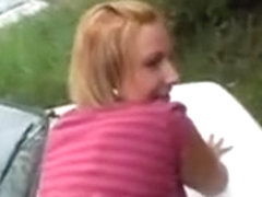 Wild Blonde Getting Fucked On Hood Of Car In Public