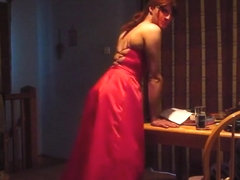 More wearing my tight sexy red prom dress