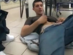 Public interracial gay fuck in laundry shop