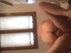 Fucking wife's hairy pussy in bathroom with thick creampie
