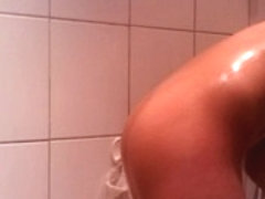 german girl take a shower