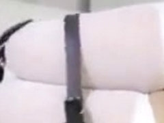 Ball gagged Japanese maid struggles in bondage