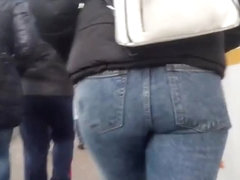 Nice round ass in blue jeans