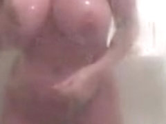 Blonde PAWG with huge tits in the shower