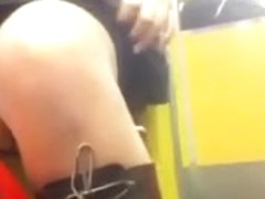 Upskirt on subway in Stockholm