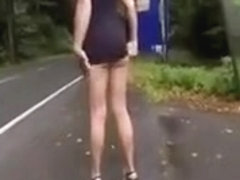 Amateur babe reveals pussy and ass in public