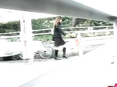 Japanese street sharking of a sexy woman in a skirt