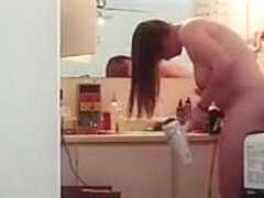 Busty Girl Drying her Hair