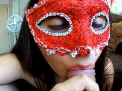 Hot masked girl gives sloppy blowjob!