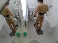 Sexy brunette chick caught by hidden camera