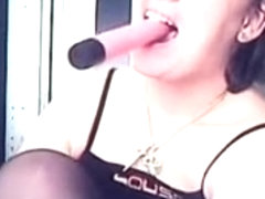 My homemade big tit porn vid shows me suck dildo