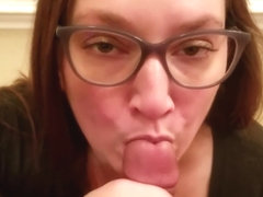 POV Lollipop blowjob with glasses and cumshot