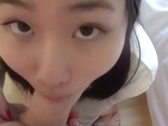 Japanese teen plays with dick in the morning