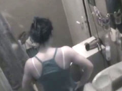 Dark haired beauty hidden shower video