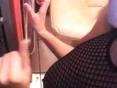 Cumming on the wife's face in the gloryhole. she jerks off a black guy afterwards !!!