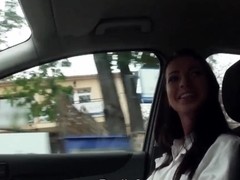 Hitchhiker in stockings fucked in closeup pov