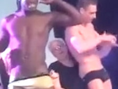 Big black guy gets horny stripping