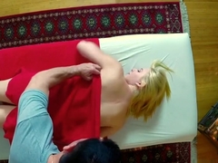 Massaged teen pounded