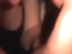 Guy jerks off and cleans his sticky hand on his gf's face