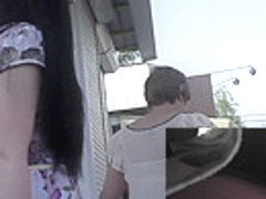 Public upskirt with woman accidently exposing G-string