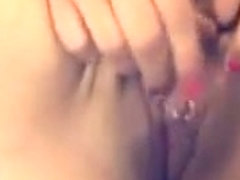 Hot female masturbating with wet juicy pierced pussy clitoral stimulation