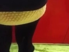 Cum on candid girl in black tights