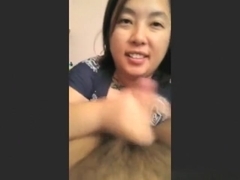 Chubby asian girl sucks off her bf's microdick pov