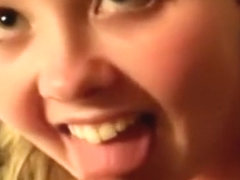 Young girlfriend receives cum in mouth