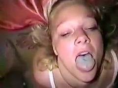 Blonde sucks a ding-dong and acquires a cum shot in the face